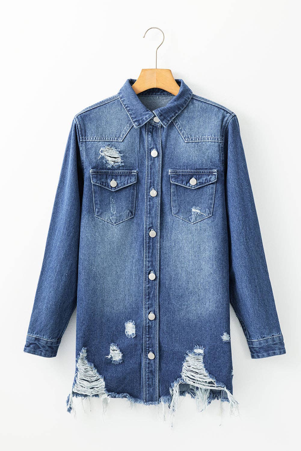 Mineral Wash Distressed Denim Jacket