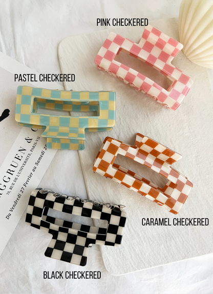 Jumbo Checkered Hair Clips