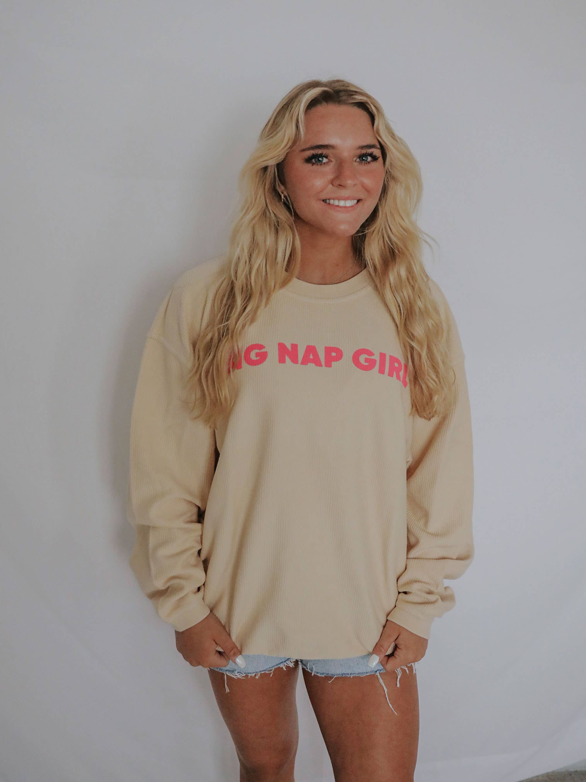 Big Nap Girl Neon Corded Sweatshirt