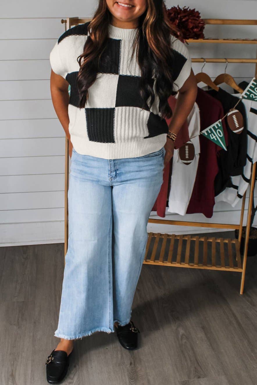 Colorblock Short Sleeve Sweater