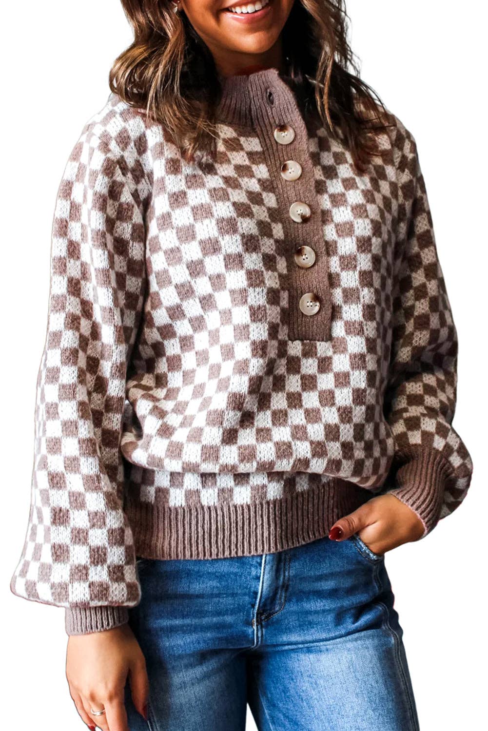 Checkerboard Knit Sweater