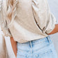 Rhinestone Pearl Puff Sleeve Top